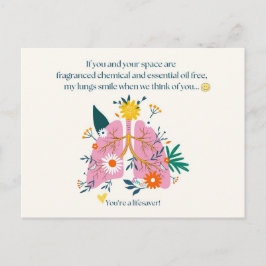 Mijn longen glimlachen als we aan jou denken briefkaart