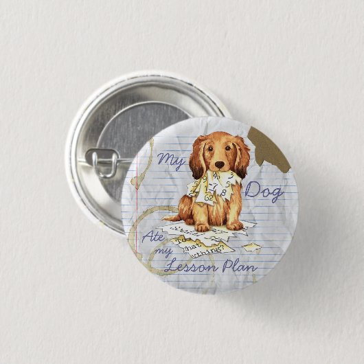 Mijn Longhaire Dachshund Ate mijn Lesson Plan Ronde Button 3,2 Cm (Voorkant /achterkant)