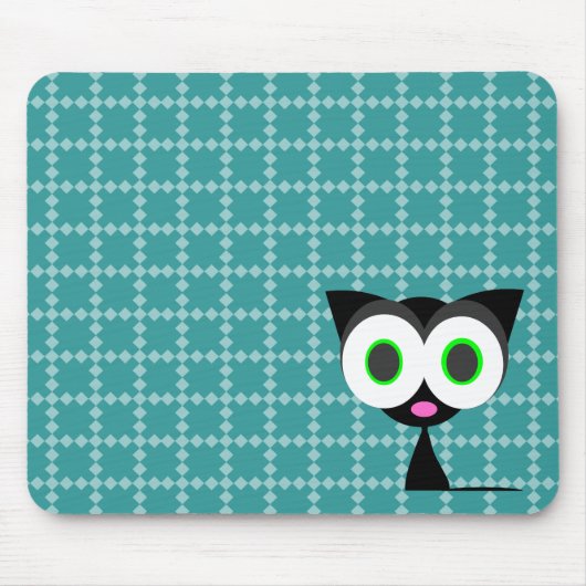 Mijn Lucky Black Cat Blue patterned Mousepad Muismat (Voorkant)