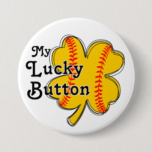 Mijn Lucky Button Softball vier blad klaver ontwer
