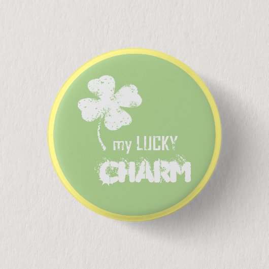 Mijn Lucky Charm Shamrock Knop Speld Ronde Button 3,2 Cm (Voorkant)