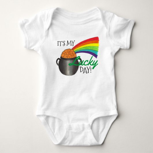 Mijn Lucky Day Rainbow Pot of Gold St. Patrick's D Romper (Voorkant)