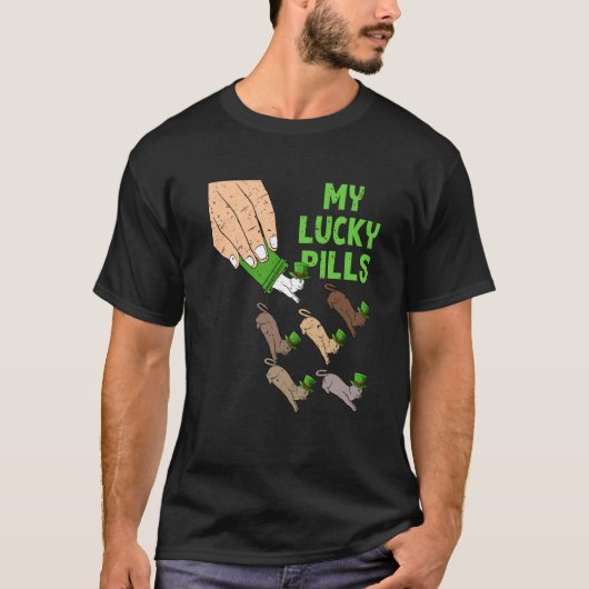 Mijn Lucky Pills Cat St Patricks Day Irish Kitten  T-shirt (Voorkant)