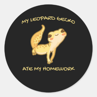 Mijn luipaard gekko at mijn huiswerk gekko Mannen  Ronde Sticker