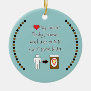 Mijn Lurcher houdt van Peanut Butter Keramisch Ornament