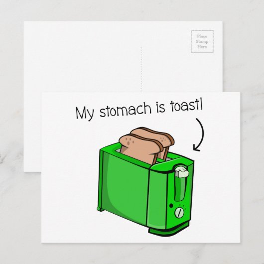 Mijn maag is toost briefkaart (Voorkant / Achterkant)