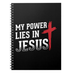 Mijn macht ligt in Jezus Cross God Christelijke T- Notitieboek