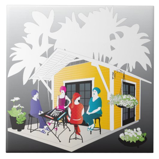 Mijn Mah Jongg Cottage Tegeltje (Voorkant)