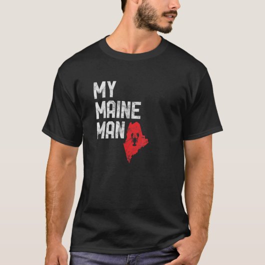 Mijn Maine Man Funny Retro Kreeft Rode Gift Shirt (Voorkant)