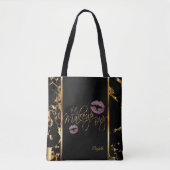 Mijn Makeup Gold Marble Bag - Roze Rose Glitter Li Tote Bag (Voorkant)