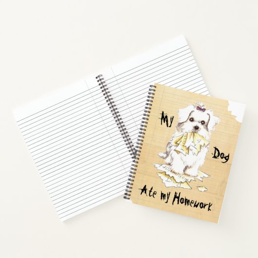 Mijn Maltese Ate Mijn thuiswerk Notitieboek (Binnen)