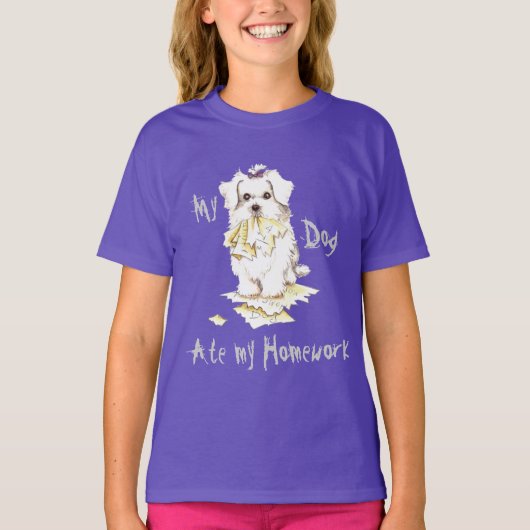 Mijn Maltese Ate my Homework T-shirt (Voorkant)