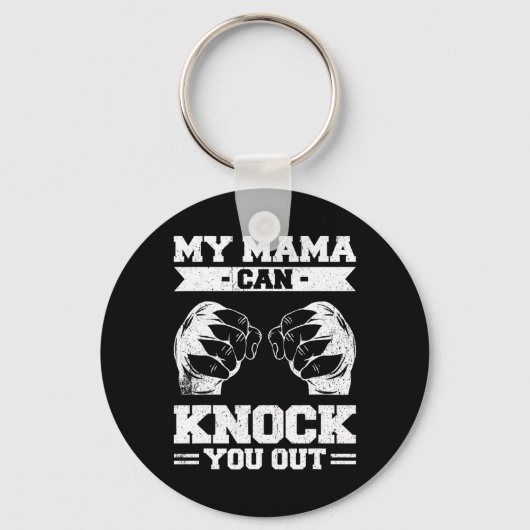 Mijn Mama Kan Jou Knock Out Kickboksen Sleutelhanger (Voorkant)