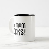 Mijn mama Rocks. KoffieMok Tweekleurige Koffiemok (Voorkant links)