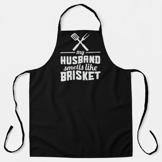 Mijn man BBQ Large Black Apron Schort (Voorkant)