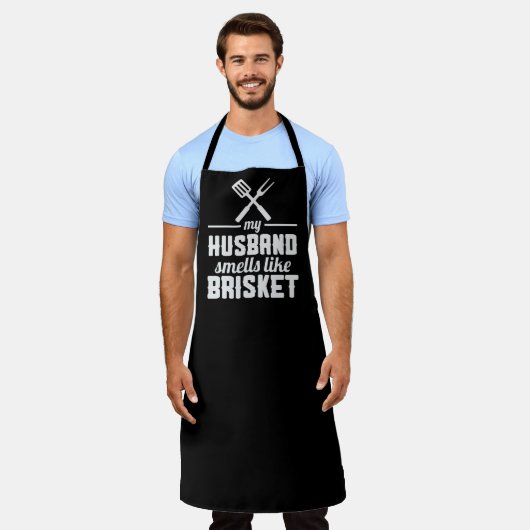 Mijn man BBQ Large Black Apron Schort (Gedragen)