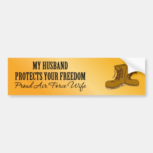 Mijn man beschermt uw vrijheid bumpersticker (Voorkant)