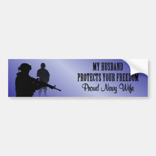 Mijn man beschermt uw vrijheid (vrouw van de marin bumpersticker