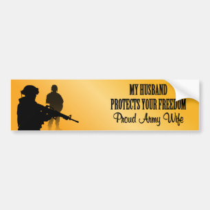 Mijn man beschermt uw vrijheid (vrouw van het lege bumpersticker