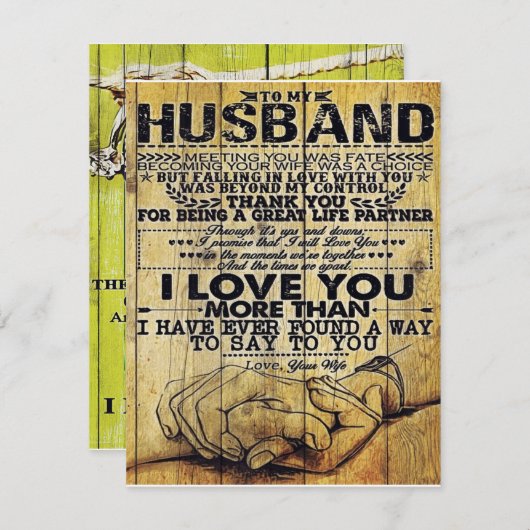 Mijn man Birthday Gift | Brief voor echtgenoot/ech Kaart (Voorkant / Achterkant)