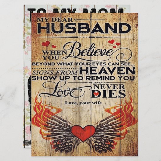 Mijn man Birthday Gift | Brief voor echtgenoot/ech Menu (Voorkant / Achterkant)