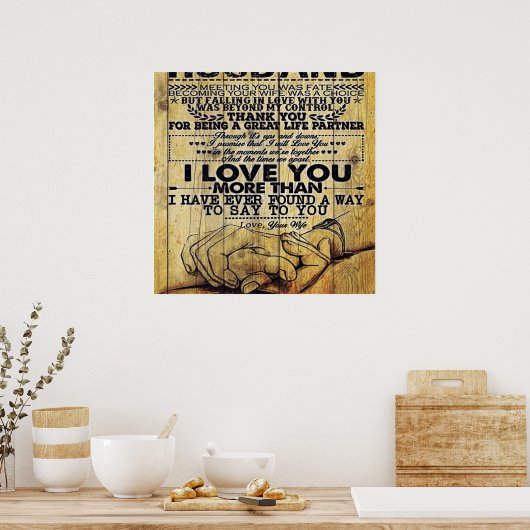 Mijn man Birthday Gift | Brief voor echtgenoot/ech Poster (Keuken)