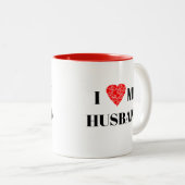 Mijn man... | Cadeau om personaliseren Tweekleurige Koffiemok (Voorkant rechts)