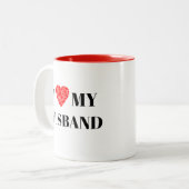 Mijn man... | Cadeau om personaliseren Tweekleurige Koffiemok (Voorkant links)