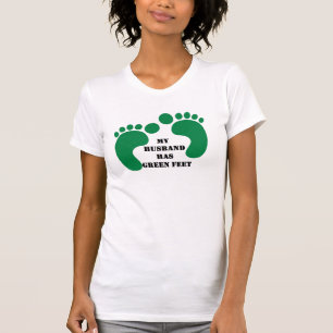 Mijn man heeft een groene Feet T-shirt