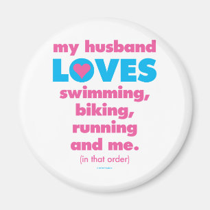 Mijn man houdt van triathlons (alleen tekst) magneet