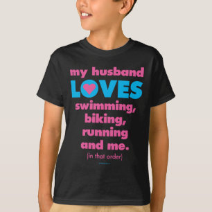 Mijn man houdt van triathlons (alleen tekst) t-shirt