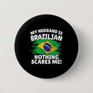 Mijn man is Braziliaans Fun Braziliaanse vlag cade Ronde Button 5,7 Cm