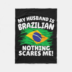 Mijn man is Braziliaans Grappige Braziliaanse Vlag Fleece Deken