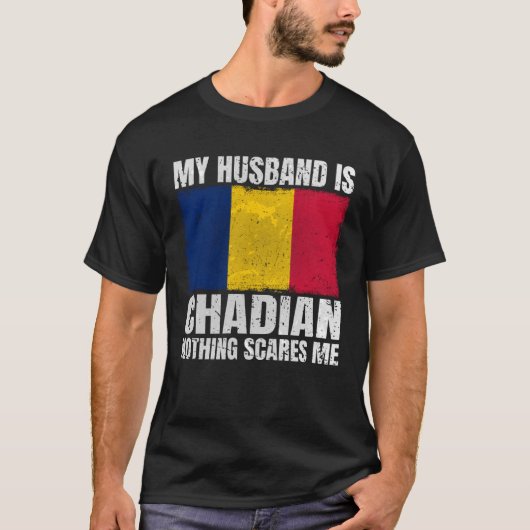 Mijn man is de Tsjadische vlag voor vrouw Tsjaad T T-shirt (Voorkant)