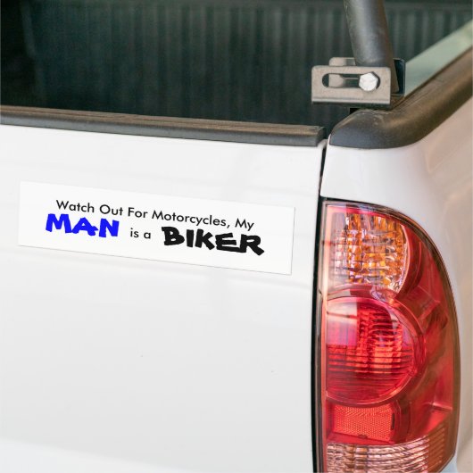 Mijn Man is een Bumpersticker van Biker (Op Truck)