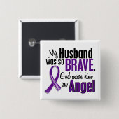 Mijn man is een engel-pancreaskanker vierkante button 5,1 cm (Voorkant /achterkant)