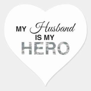 Mijn man is mijn Hero Digital Camouflage Hart Sticker