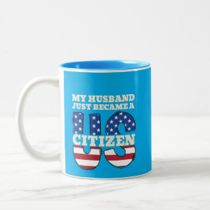 Mijn man is net een Amerikaans staatsburger geword Tweekleurige Koffiemok