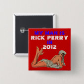 mijn man is rick perry vierkante button 5,1 cm (Voorkant /achterkant)
