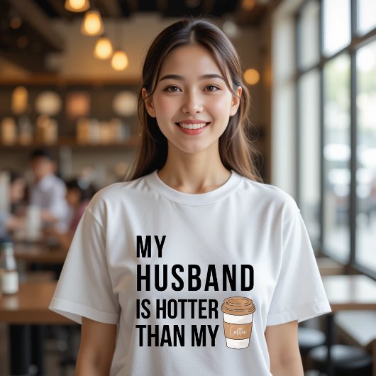Mijn man is warmer dan mijn koffie grappig eten t-shirt
