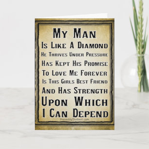 Mijn Man is zo kostbaar als een diamant Kaart