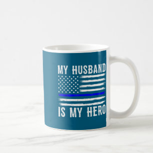 Mijn man mijn held dunne blauwe lijn politieagent  koffiemok