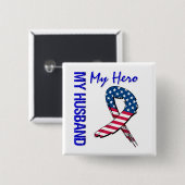 Mijn man Mijn Hero Patriotic Grunge Ribbon Vierkante Button 5,1 Cm (Voorkant /achterkant)