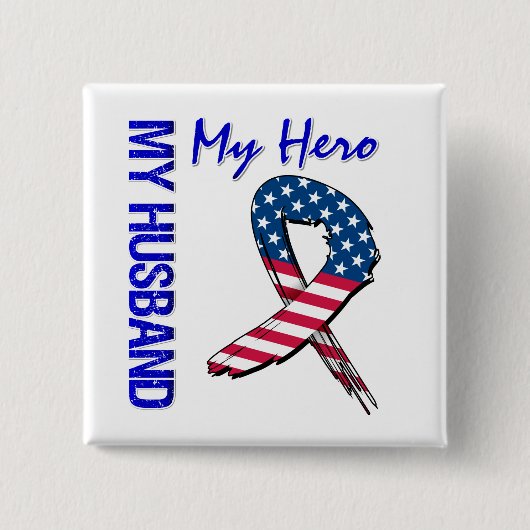 Mijn man Mijn Hero Patriotic Grunge Ribbon Vierkante Button 5,1 Cm (Voorkant)