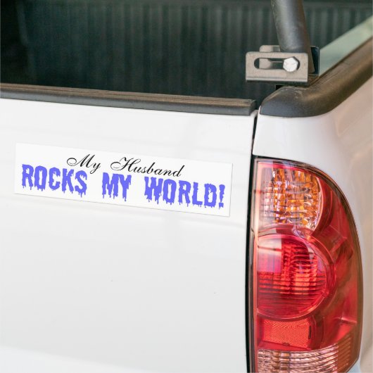 Mijn man Rocks My World Bumpersticker (Op Truck)