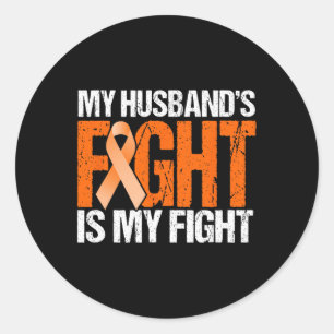 Mijn man vecht is mijn vechtlust om leukemie te be ronde sticker