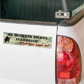 Mijn man vecht tegen terrorisme bumpersticker (Op Truck)