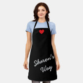 Mijn manier: zwart en wit met hart - schort (Gedragen)