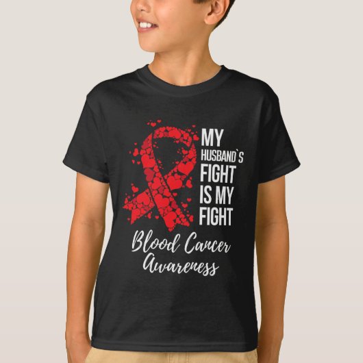 Mijn mans strijd is mijn strijd Bloedkanker bewust T-shirt (Voorkant)