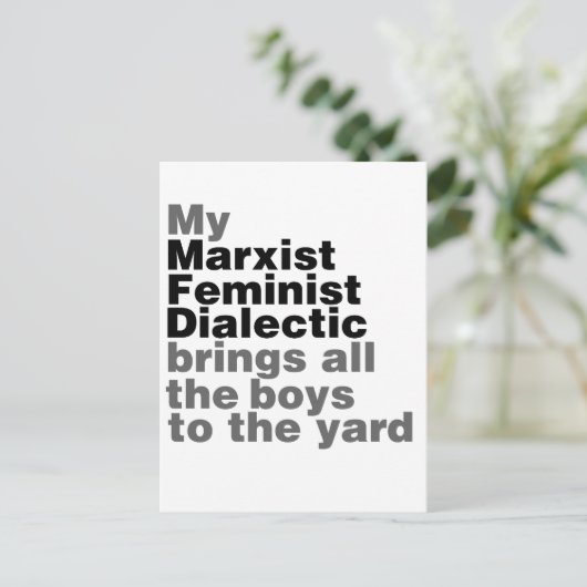 Mijn marxistische feministische dialectiek brengt briefkaart (Staand voorkant)